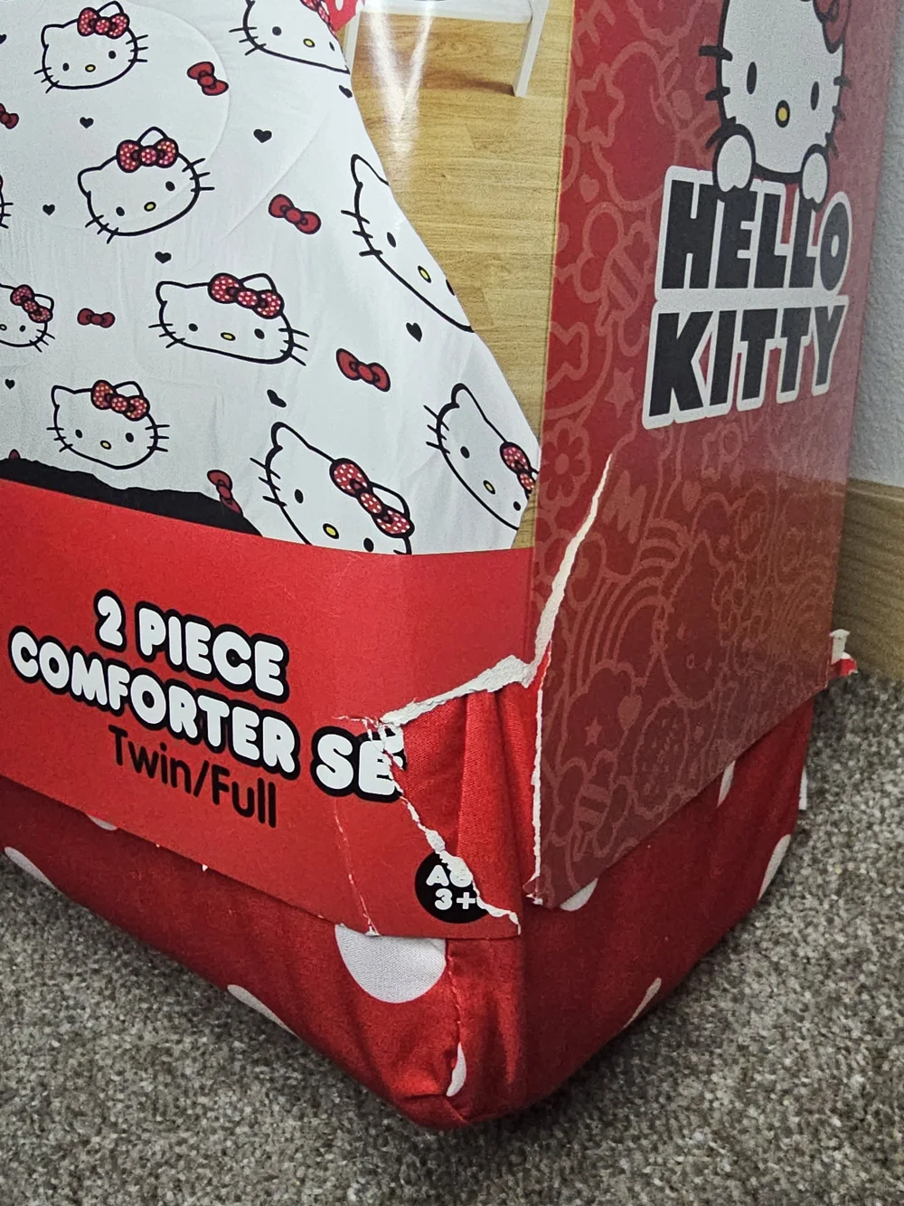 Hello Kitty Red and White Polka Dot Reversible Comforter Set
